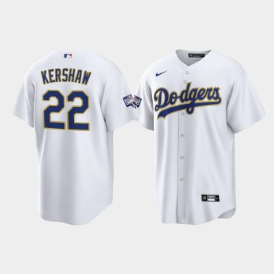 Clayton Kershaw Los Angeles Dodgers White 2021 Gold Program Replica Jersey
