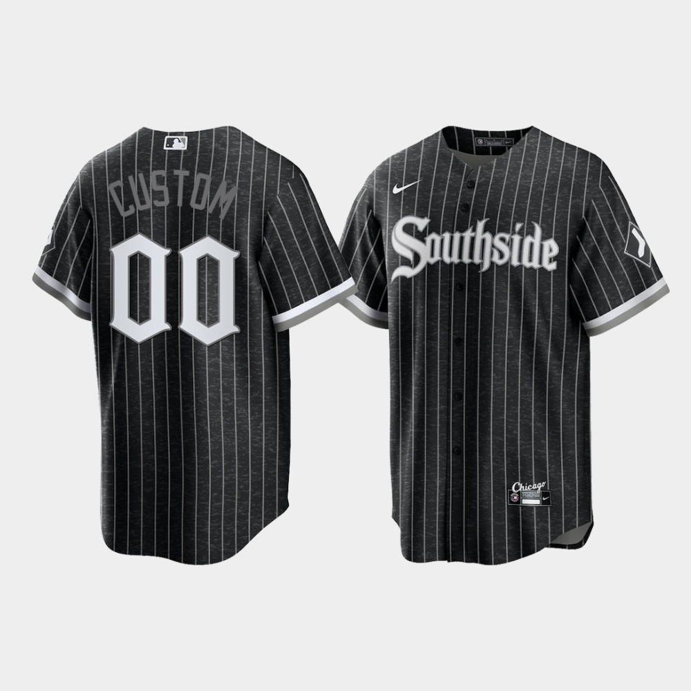 Custom Men's Chicago White Sox Black City Connect Replica Jersey All Size