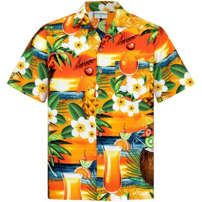 Hawaiian Shirt "Paradise Cocktails" For Men Beach Orange Cocktail Hawaii Hawai Shirts