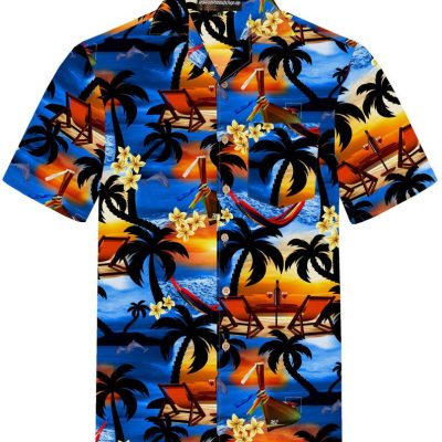 Hawaiian Shirt "Paradise Day" For Men Beach Blue