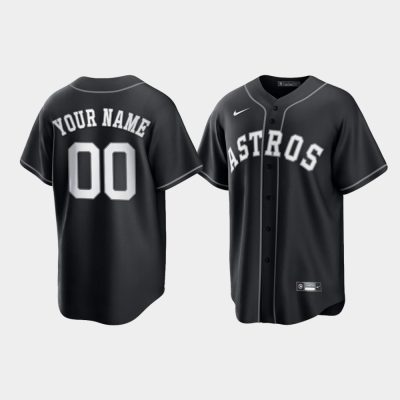 Houston Astros Custom Black White 2021 All Black Fashion Replica Jersey