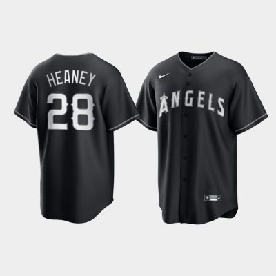 Los Angeles Angels Andrew Heaney Black White 2021 All Black Fashion Replica Jersey