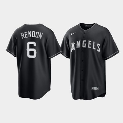 Los Angeles Angels Anthony Rendon Black White 2021 All Black Fashion Replica Jersey