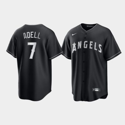 Los Angeles Angels Jo Adell Black White 2021 All Black Fashion Replica Jersey