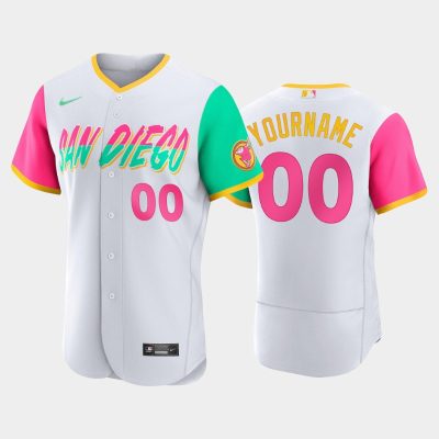 Men #00 Custom 2022 City Connect San Diego Padres Jersey - White