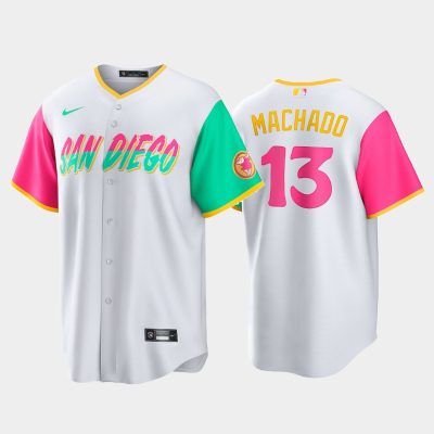 Men #13 Manny Machado 2022 City Connect San Diego Padres Replica Jersey - White