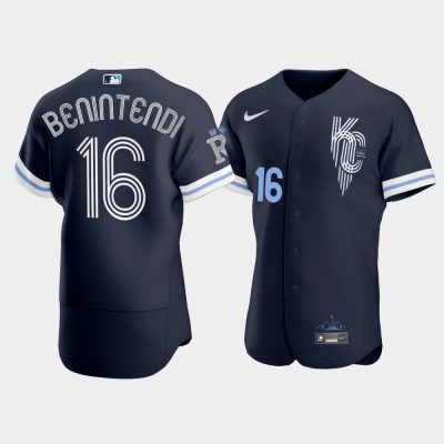Men #16 Andrew Benintendi Kansas City Royals 2022 City Connect Jersey - Navy