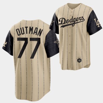 Men 2022 Black Heritage Night Los Angeles Dodgers James Outman #77 Gold Jersey Exclusive Edition