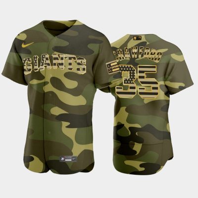 Men #35 Brandon Crawford San Francisco Giants Camo 2022 Armed Forces Day Jersey
