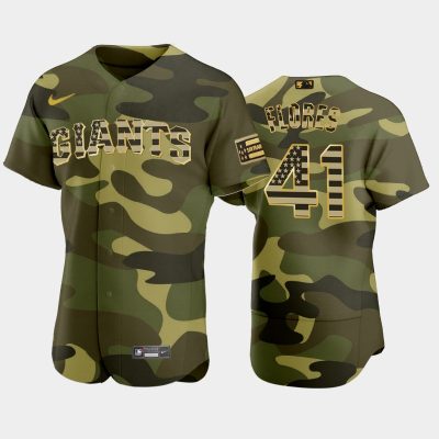 Men #41 Wilmer Flores San Francisco Giants Camo 2022 Armed Forces Day Jersey