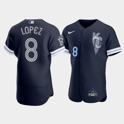 Men #8 Nicky Lopez Kansas City Royals 2022 City Connect Jersey - Navy