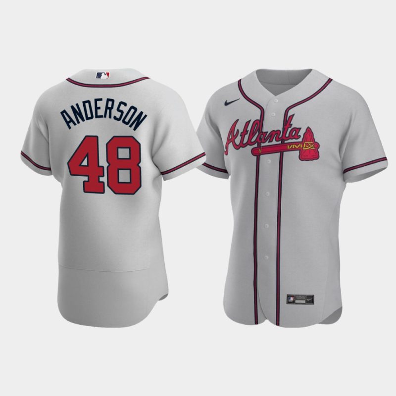 Men Atlanta Braves #48 Ian Anderson Gray 2020 Road Jersey