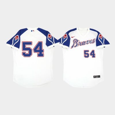 Men Atlanta Braves #54 Max Fried White Cooperstown Throwback Home Jersey