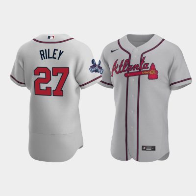 Men Atlanta Braves Austin Riley Gray 2021 World Series Champions Jersey