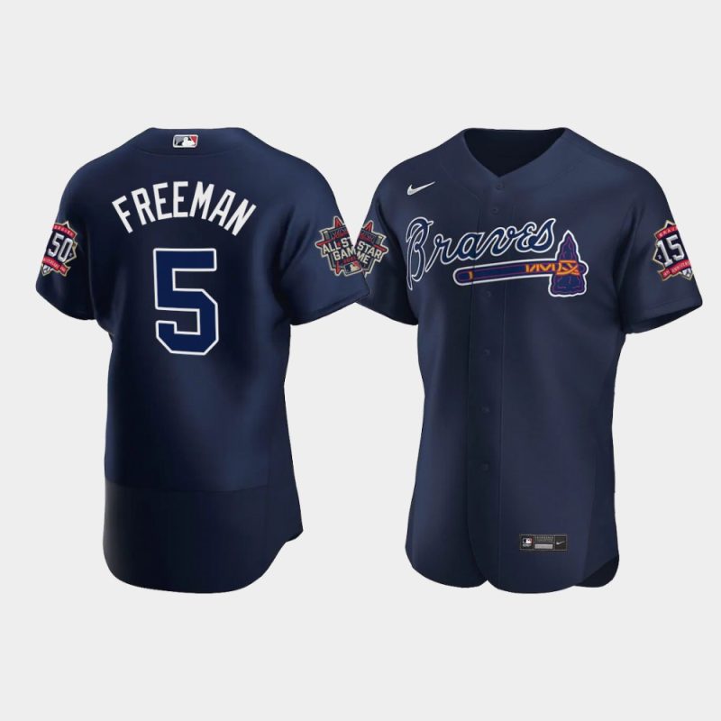 Men Atlanta Braves Freddie Freeman Navy 2021 MLB All-Star Alternate Game Patch Jersey