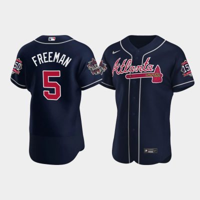 Men Atlanta Braves Freddie Freeman Navy 2021 MLB All-Star Team Game Patch Jersey