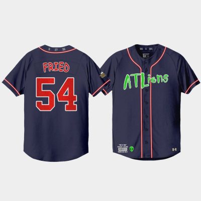 Men Atlanta Braves Max Fried Navy 25th Anniversary Baseball Jersey