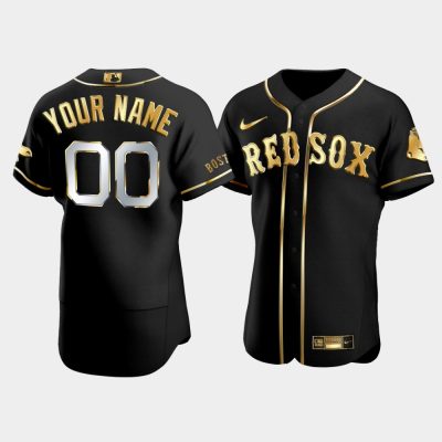 Men Boston Red Sox #00 Custom Black Golden Edition Jersey