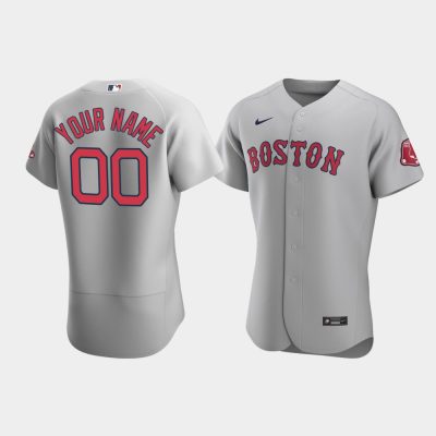 Men Boston Red Sox #00 Custom Gray Road Jersey