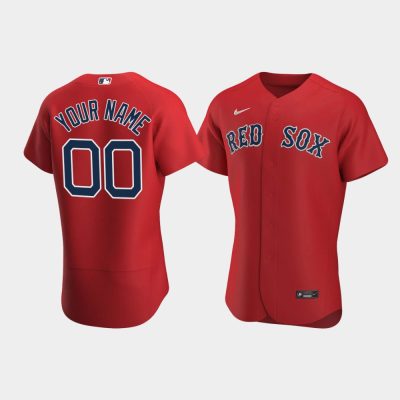Men Boston Red Sox #00 Custom Red 2020 Alternate Jersey