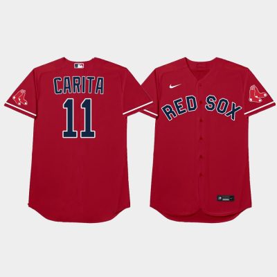 Men Boston Red Sox #11 Rafael Devers 2021 MLB Players Weekend Nickname Red Jersey