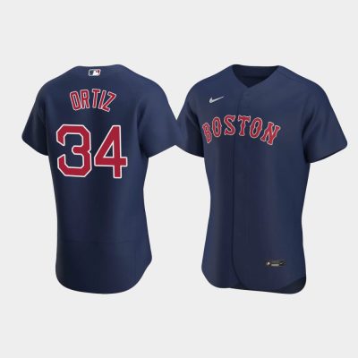 Men Boston Red Sox #34 David Ortiz Navy 2020 Alternate Jersey