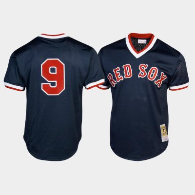 Men Boston Red Sox #9 Ted Williams Cooperstown Collection Mesh Batting Practice Navy Mitchell & Ness Jersey