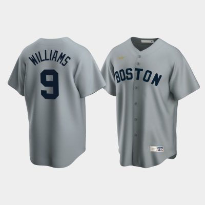 Men Boston Red Sox #9 Ted Williams Cooperstown Collection Road Gray Jersey