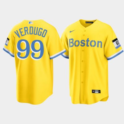 Men Boston Red Sox #99 Alex Verdugo Gold 2021 City Connect Replica Jersey
