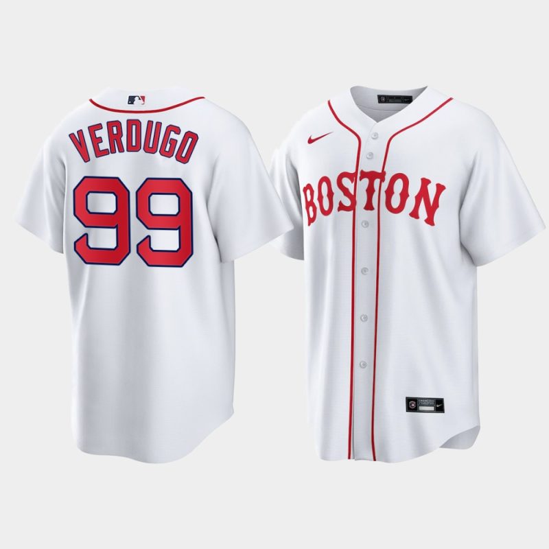 Men Boston Red Sox Alex Verdugo White 2021 Patriots' Day Replica Jersey