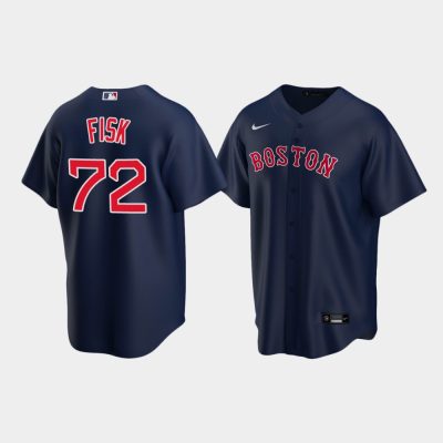 Men Boston Red Sox Carlton Fisk #72 Navy Replica Alternate Jersey