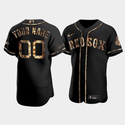 Men Boston Red Sox Custom Black Python Skin Jersey
