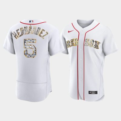 Men Boston Red Sox Kike Hernandez White Jersey - Diamond Edition
