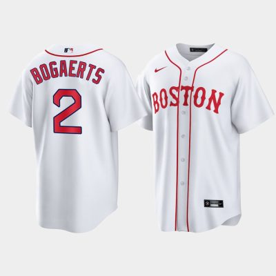 Men Boston Red Sox Xander Bogaerts White 2021 Patriots' Day Replica Jersey