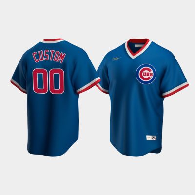 Men Chicago Cubs #00 Custom Cooperstown Collection Road Royal Jersey