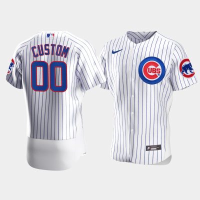 Men Chicago Cubs #00 Custom White Jersey