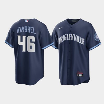 Men Chicago Cubs Craig Kimbrel #46 Navy 2021 City Connect Replica Jersey