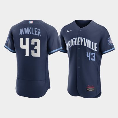Men Chicago Cubs Dan Winkler #43 Navy 2021 City Connect Jersey