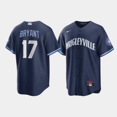 Men Chicago Cubs Kris Bryant #17 Navy 2021 City Connect Replica Jersey