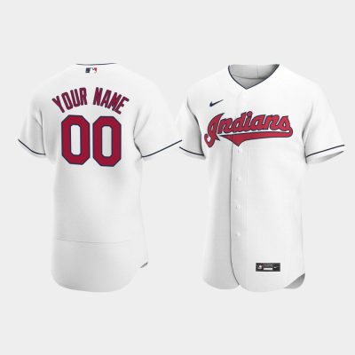 Men Cleveland Indians #00 Custom White 2020 Home Jersey