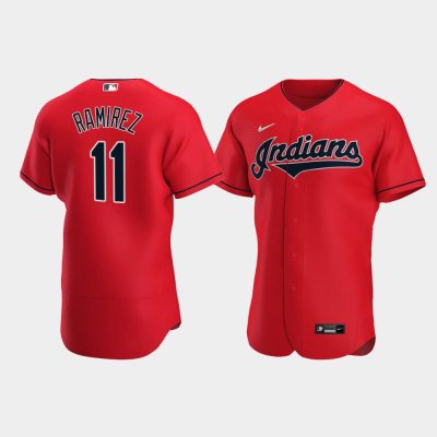Men Cleveland Indians #11 Jose Ramirez Red 2020 Alternate Jersey