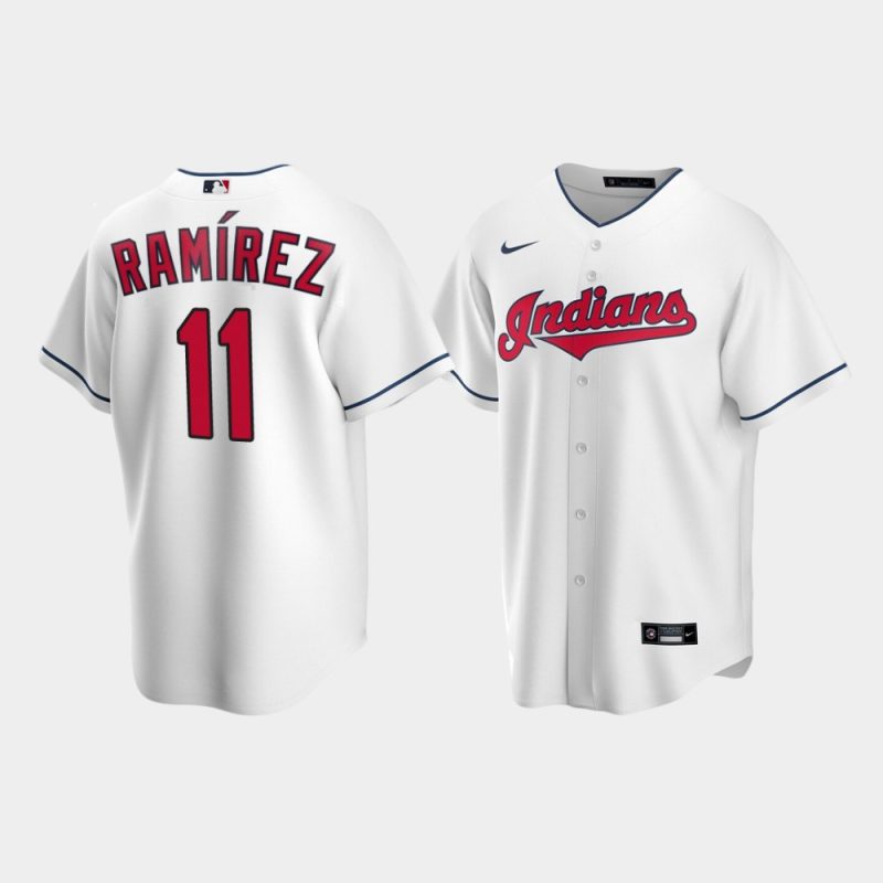 Men Cleveland Indians #11 Jose Ramirez White Replica Home Jersey