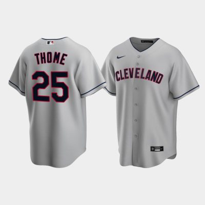 Men Cleveland Indians #25 Jim Thome Gray 2020 Replica Road Jersey