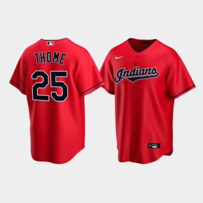 Men Cleveland Indians #25 Jim Thome Red Replica Alternate Jersey