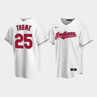 Men Cleveland Indians #25 Jim Thome White Replica Home Jersey