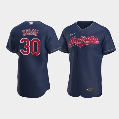 Men Cleveland Indians #30 Tyler Naquin Navy 2020 Alternate Jersey