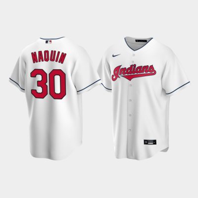 Men Cleveland Indians #30 Tyler Naquin White Replica Home Jersey