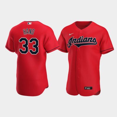 Men Cleveland Indians #33 Brad Hand Red 2020 Alternate Jersey
