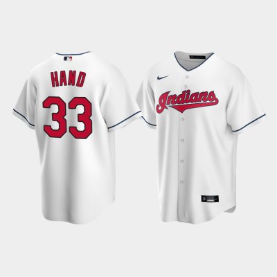 Men Cleveland Indians #33 Brad Hand White Replica Home Jersey