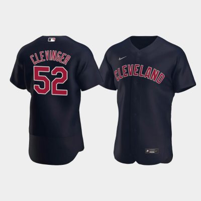Men Cleveland Indians #52 Mike Clevinger Navy Player 2020 Alternate Jersey
